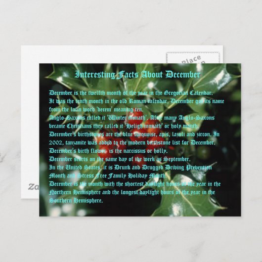 interessante feiten over december briefkaart (Voorkant / Achterkant)