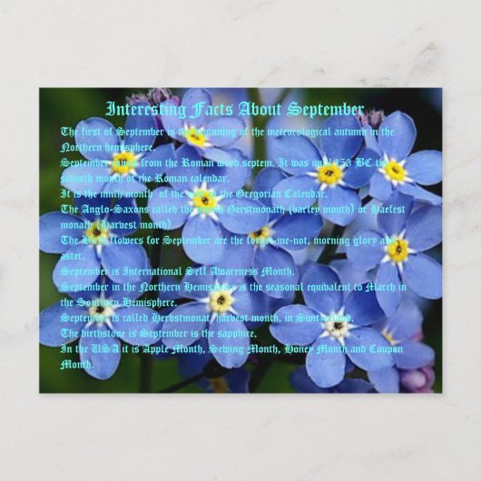 interessante feiten over september briefkaart (Voorkant)