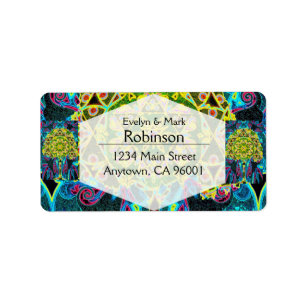 Interessante uitziende boom van het leven etiket