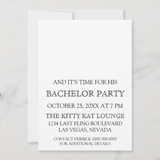 Interessentste Groom Bachelor Party nodigt uit Kaart (Achterkant)