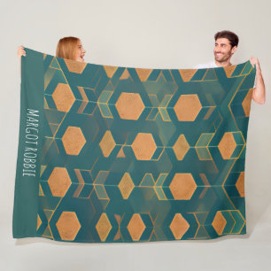 Interfacing kubus blauw monochromatische patroon fleece deken