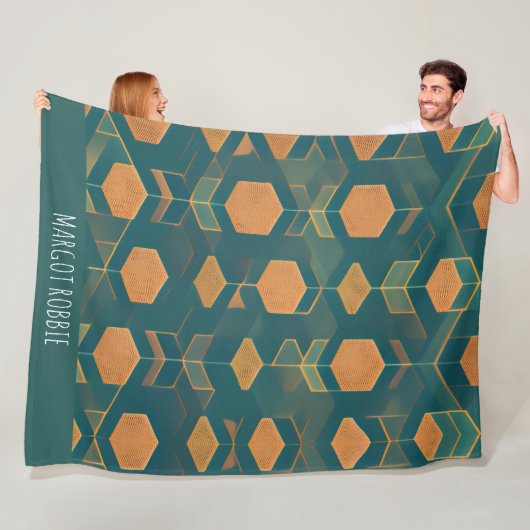 Interfacing kubus blauw monochromatische patroon fleece deken (In situ)