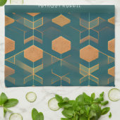 Interfacing kubus blauw monochromatische patroon theedoek (Gevouwen)