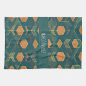 Interfacing kubus blauw monochromatische patroon theedoek (Horizontaal)