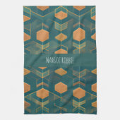 Interfacing kubus blauw monochromatische patroon theedoek (Verticaal)