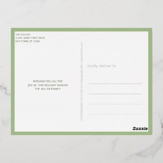 Interfaith 4 Photo Simple Modern Green Gold Folie Feestdagen Briefkaart (Achterkant)