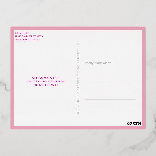 Interfaith 4 Photo Simple Modern Pink Gold Folie Feestdagen Briefkaart (Achterkant)