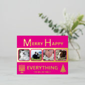 Interfaith 4 Photo Simple Modern Pink Gold Folie Feestdagen Briefkaart (Staand Voorkant)