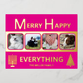 Interfaith 4 Photo Simple Modern Pink Gold Folie Feestdagen Briefkaart (Voorkant)