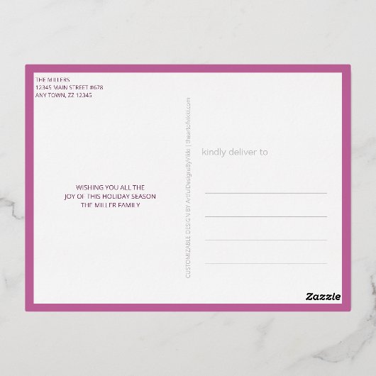 Interfaith 4 Photo Simple Modern Purple Gold Folie Feestdagen Briefkaart (Achterkant)