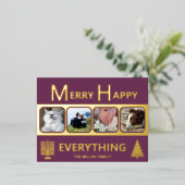 Interfaith 4 Photo Simple Modern Purple Gold Folie Feestdagen Briefkaart (Staand Voorkant)