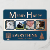 Interfaith 4 Photo Simple Trendy Navy Rose Gold Folie Feestdagenkaart (Voorkant)