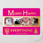 Interfaith 4 Photo Simple Trendy Pink Gold Folie Feestdagenkaart (Voorkant)