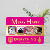 Interfaith 4 Photo Simple Trendy Pink Gold Folie Feestdagenkaart (Staand Voorkant)