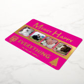 Interfaith 4 Photo Simple Trendy Pink Gold Folie Feestdagenkaart (Gedraaid)