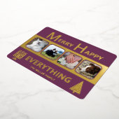 Interfaith 4 Photo Simple Trendy Purple Gold Folie Feestdagenkaart (Gedraaid)