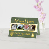 Interfaith 4 Photo Trendy Simple Green Gold Folie Feestdagenkaart (Orchidee)