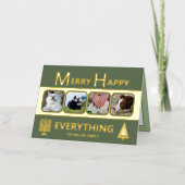 Interfaith 4 Photo Trendy Simple Green Gold Folie Feestdagenkaart (Voorkant)