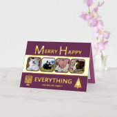 Interfaith 4 Photo Trendy Simple Purple Gold Folie Feestdagenkaart (Orchidee)