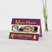 Interfaith 4 Photo Trendy Simple Purple Gold Folie Feestdagenkaart (Voorkant)