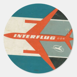 Interflug Bagagelabel Reproductie Ronde Sticker