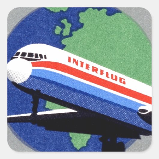 INTERFLUG - Luchtvaartmaatschappij van DDR, DDR -  Vierkante Sticker (Voorkant)