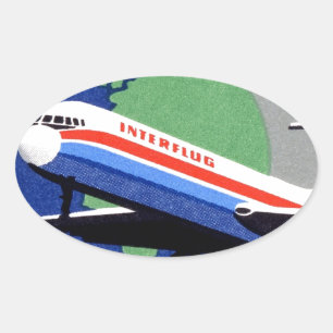 INTERFLUG - National Airline of DDR, East Germany Ovale Sticker