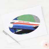 INTERFLUG - National Airline of DDR, East Germany Ovale Sticker (Envelop)