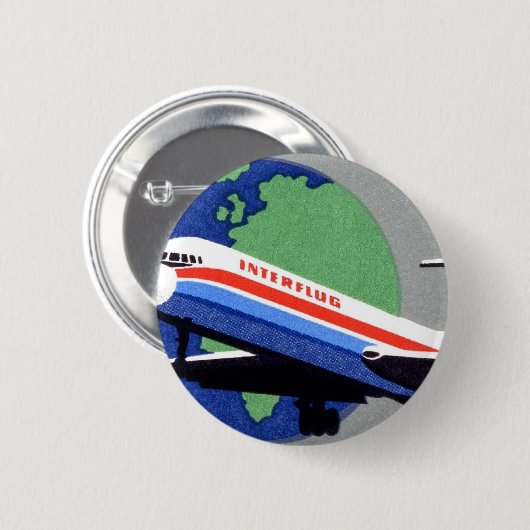 INTERFLUG - National Airline of DDR, East Germany Ronde Button 5,7 Cm (Voorkant /achterkant)