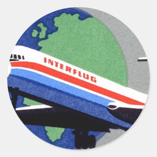 INTERFLUG - National Airline of DDR, East Germany Ronde Sticker (Voorkant)