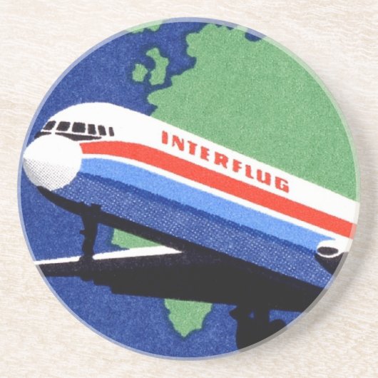 INTERFLUG - National Airline of DDR, East Germany Zandsteen Onderzetter (Voorkant)
