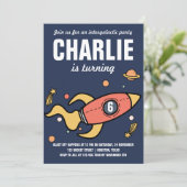 Intergalactic / Rocket Verjaardagsfeestuitnodiging Kaart (Staand voorkant)