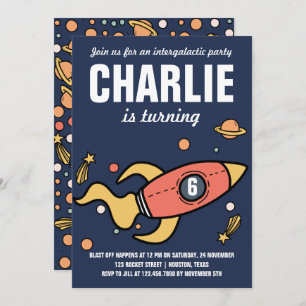 Intergalactic / Rocket Verjaardagsfeestuitnodiging Kaart