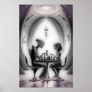 Intergalactisch schaken: Alien vs Girl Poster