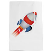 Intergalactische Astronaut Raket Party Foto Medium Cadeauzakje (Achterkant)