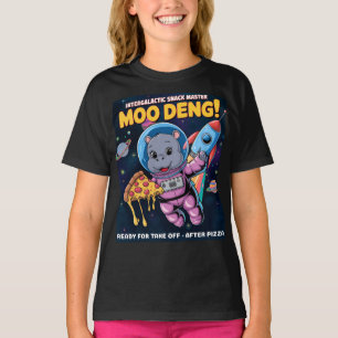 Intergalactische Moo Deng Baby Hippo Pizza Adventu T-shirt