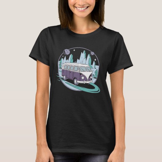 Intergalactische roadtrip – Psychedelische ruimteb T-shirt (Voorkant)