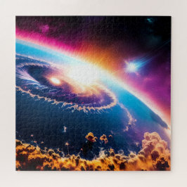 Intergalactische sterren vliegen de planeet binnen legpuzzel