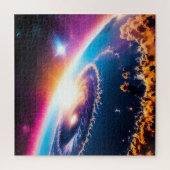 Intergalactische sterren vliegen de planeet binnen legpuzzel (Verticaal)
