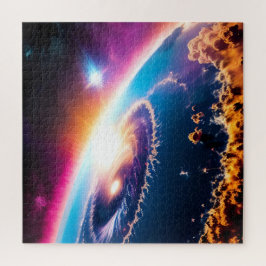 Intergalactische sterren vliegen de planeet binnen legpuzzel