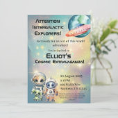 Intergalactische uitnodigingen voor verjaardagen (Staand voorkant)