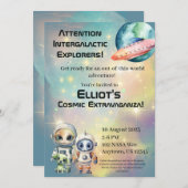 Intergalactische uitnodigingen voor verjaardagen (Voorkant / Achterkant)