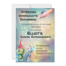 Intergalactische uitnodigingen voor verjaardagen