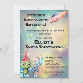 Intergalactische uitnodigingen voor verjaardagen