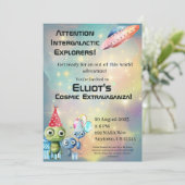 Intergalactische uitnodigingen voor verjaardagen (Staand voorkant)