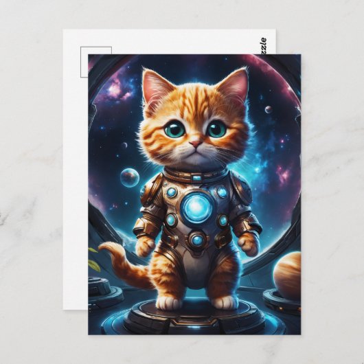 Intergalactische Verkenner: Ginger Astronaut Kitte Briefkaart (Voorkant / Achterkant)