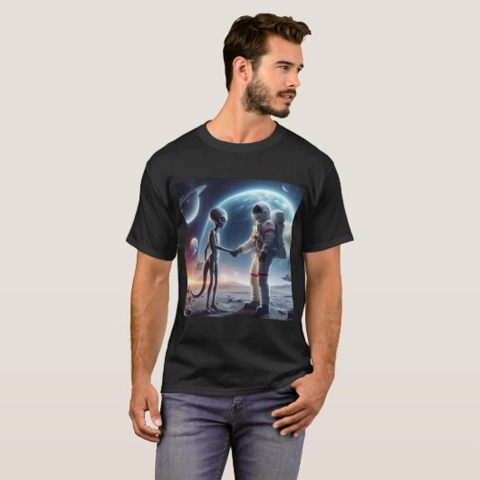 Intergalactische vriendschap t-shirt (Voorkant volledig)