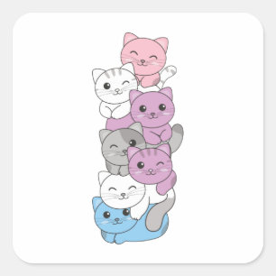 Intergender vlag Cat Pride Lgbtq Cute Cat Square S Vierkante Sticker
