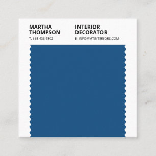 Interieur decorator blauw staal kleur blok minimaa vierkante visitekaartje