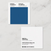 Interieur decorator blauw staal kleur blok minimaa vierkante visitekaartje (Voorkant / Achterkant)